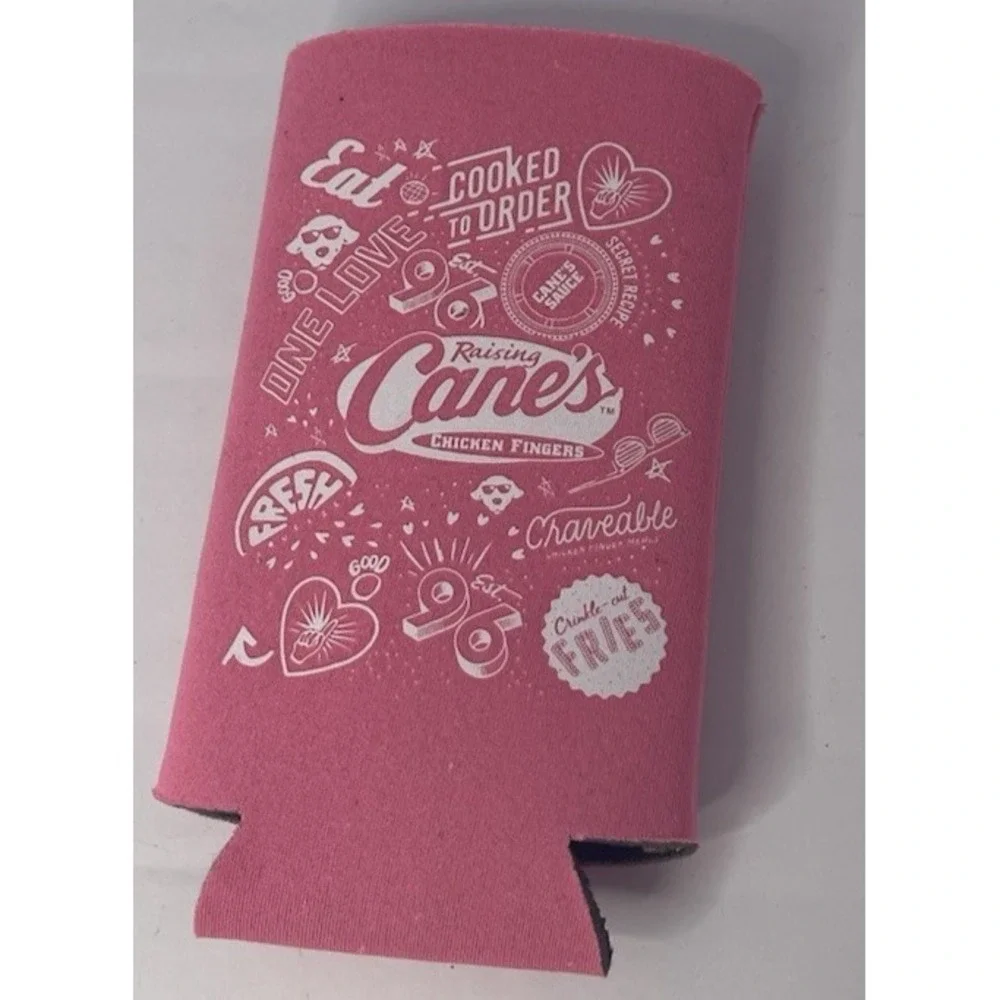 Raising Cane's Pink Can Cooler Koozie Chicken Fingers Promo Drink Sleeve Cup